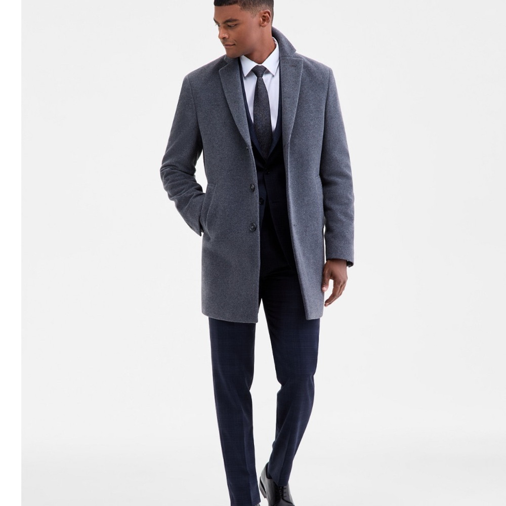 Calvin Klein Men's Gray Wool-Blend Pea Coat BRAND NEW WITH TAGS